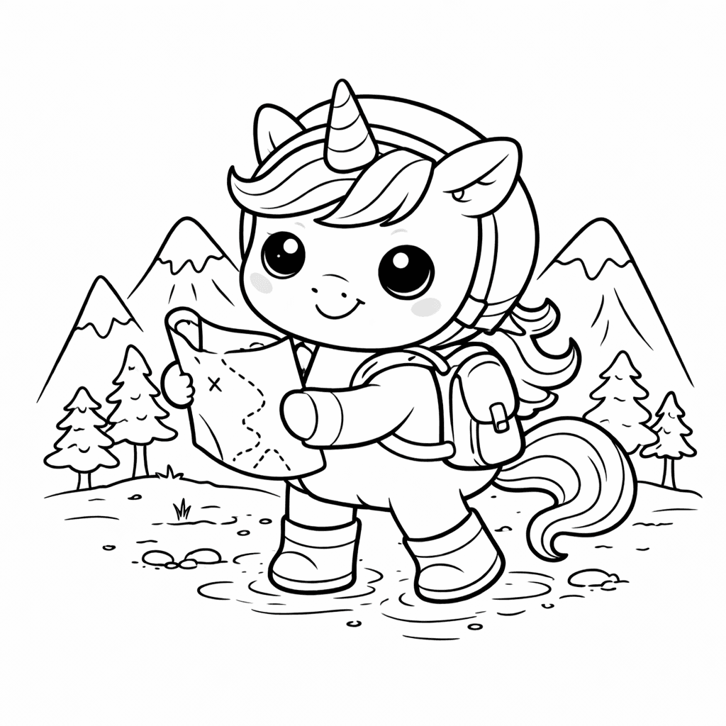 Abenteuer Mit Dem Einhorn - Ausmalbild