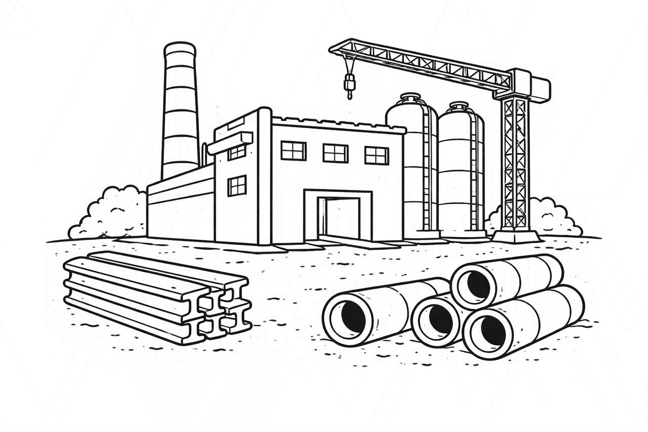 Fabrikbau - Ausmalbild