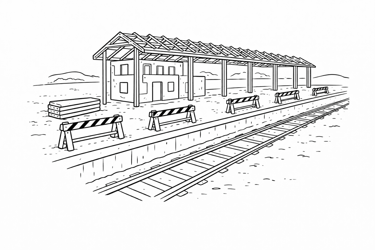 Bahnhofsbau - Ausmalbild