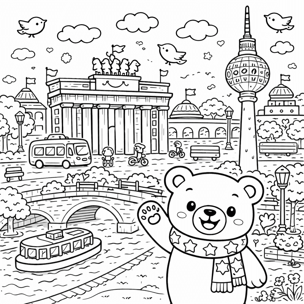 Spielende Kinder am Brandenburger Tor - Ausmalbild