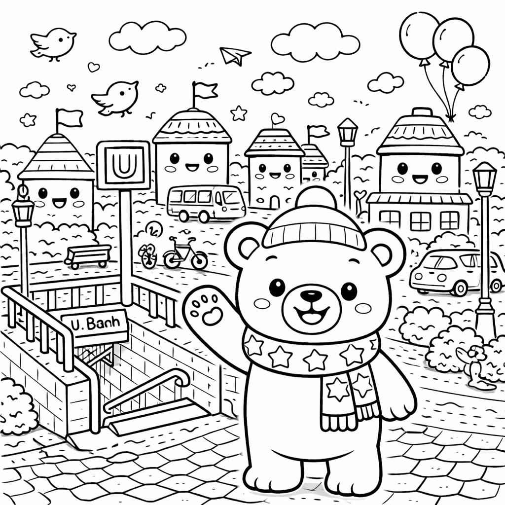 Freundlicher Berliner Bär - Ausmalbild