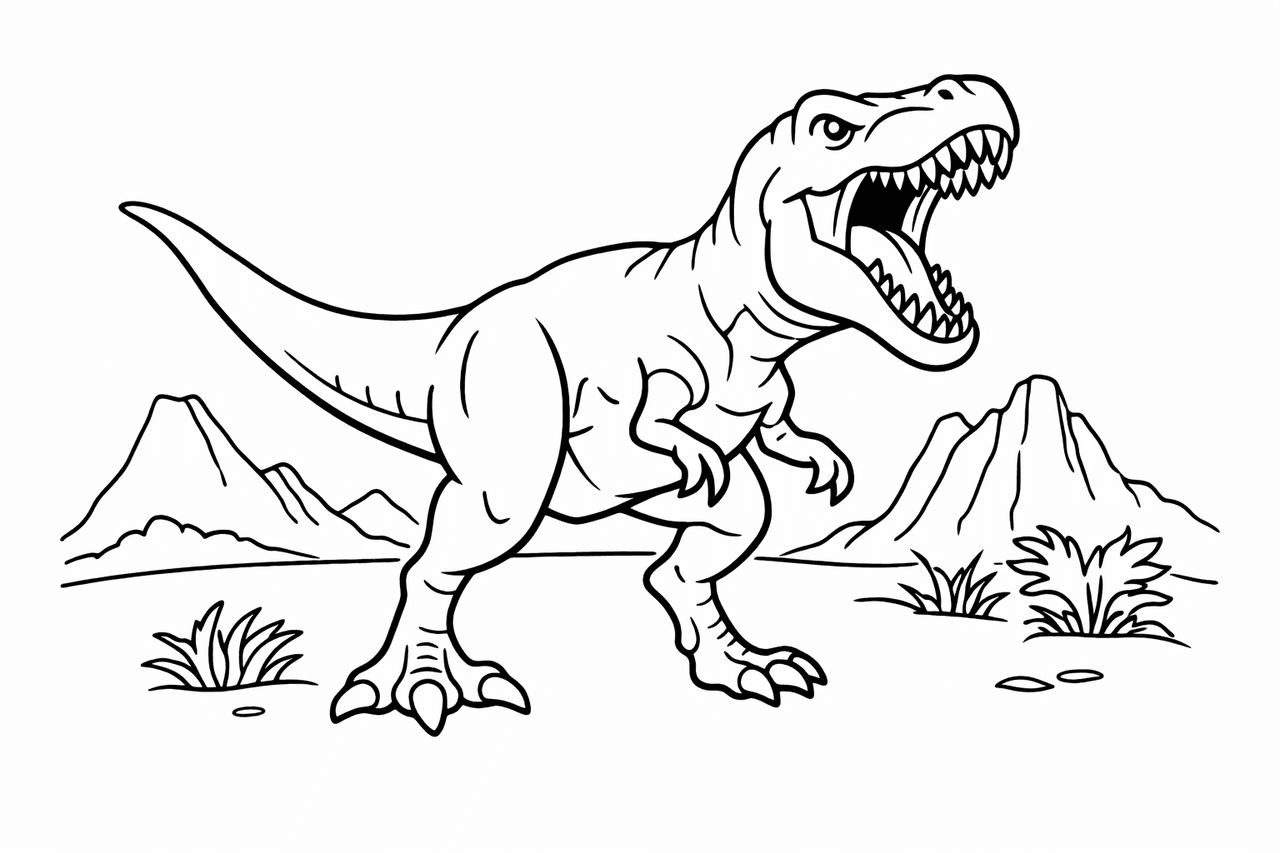Brüllender T-Rex - Ausmalbild