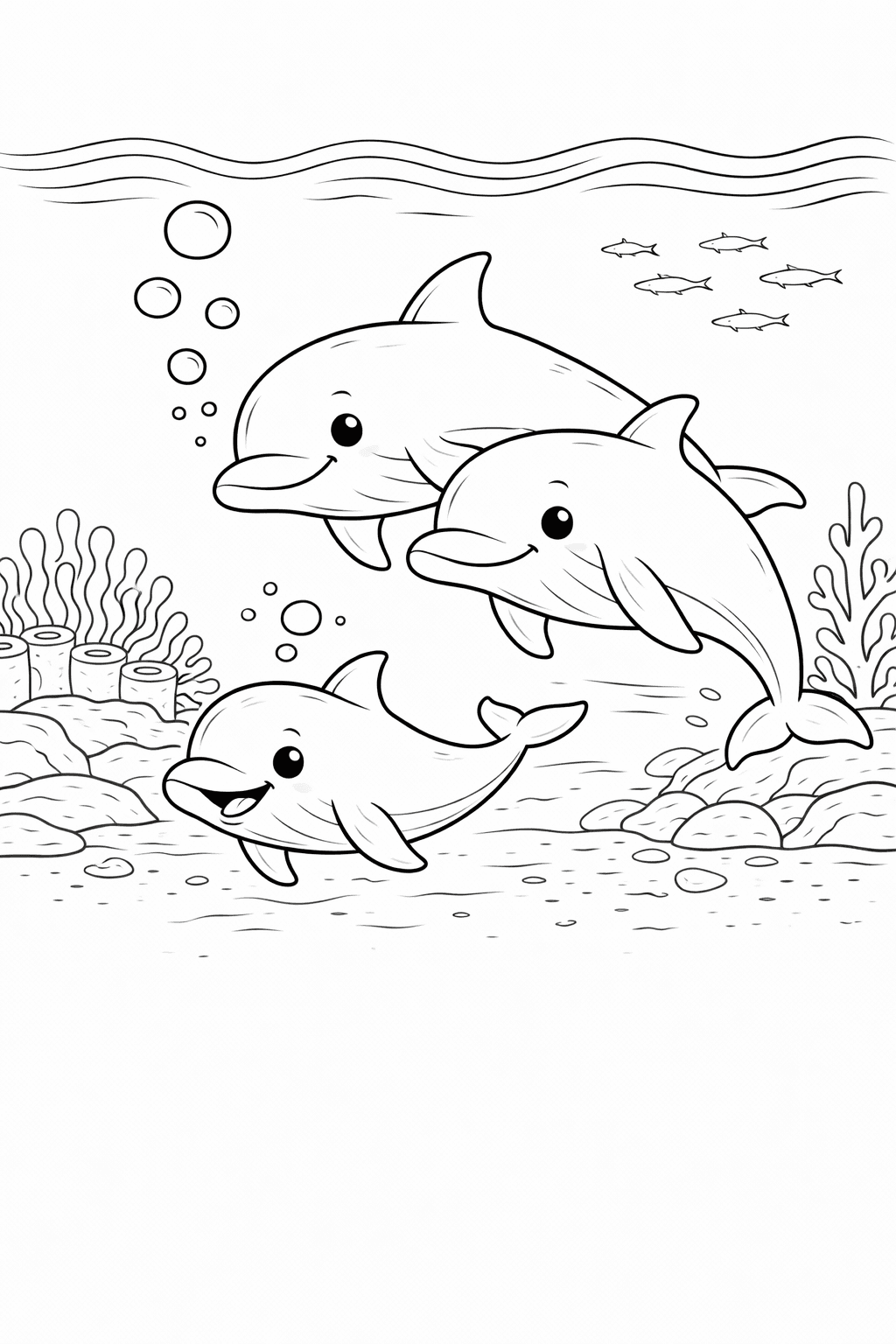 Delfine im Ozean - Ausmalbild