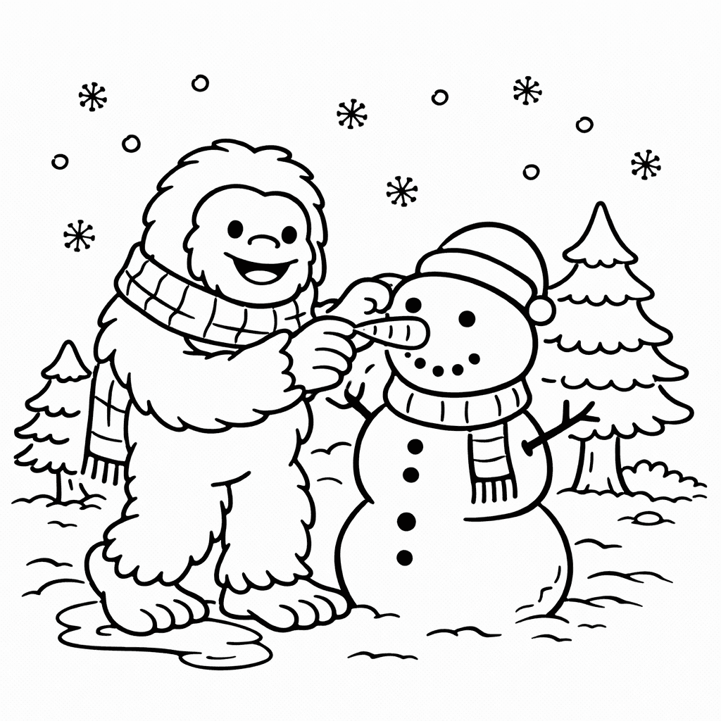 Der Yeti Baut Einen Schneemann