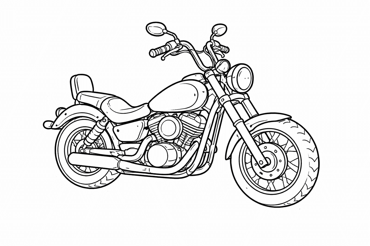 Chopper-Motorrad - Ausmalbild