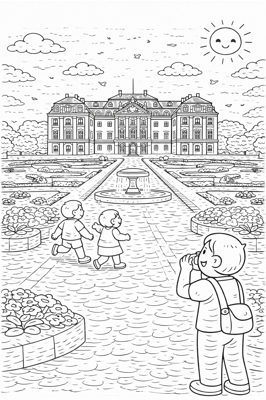 Deutschland: Augustusburg Palace im Garten - Ausmalbild