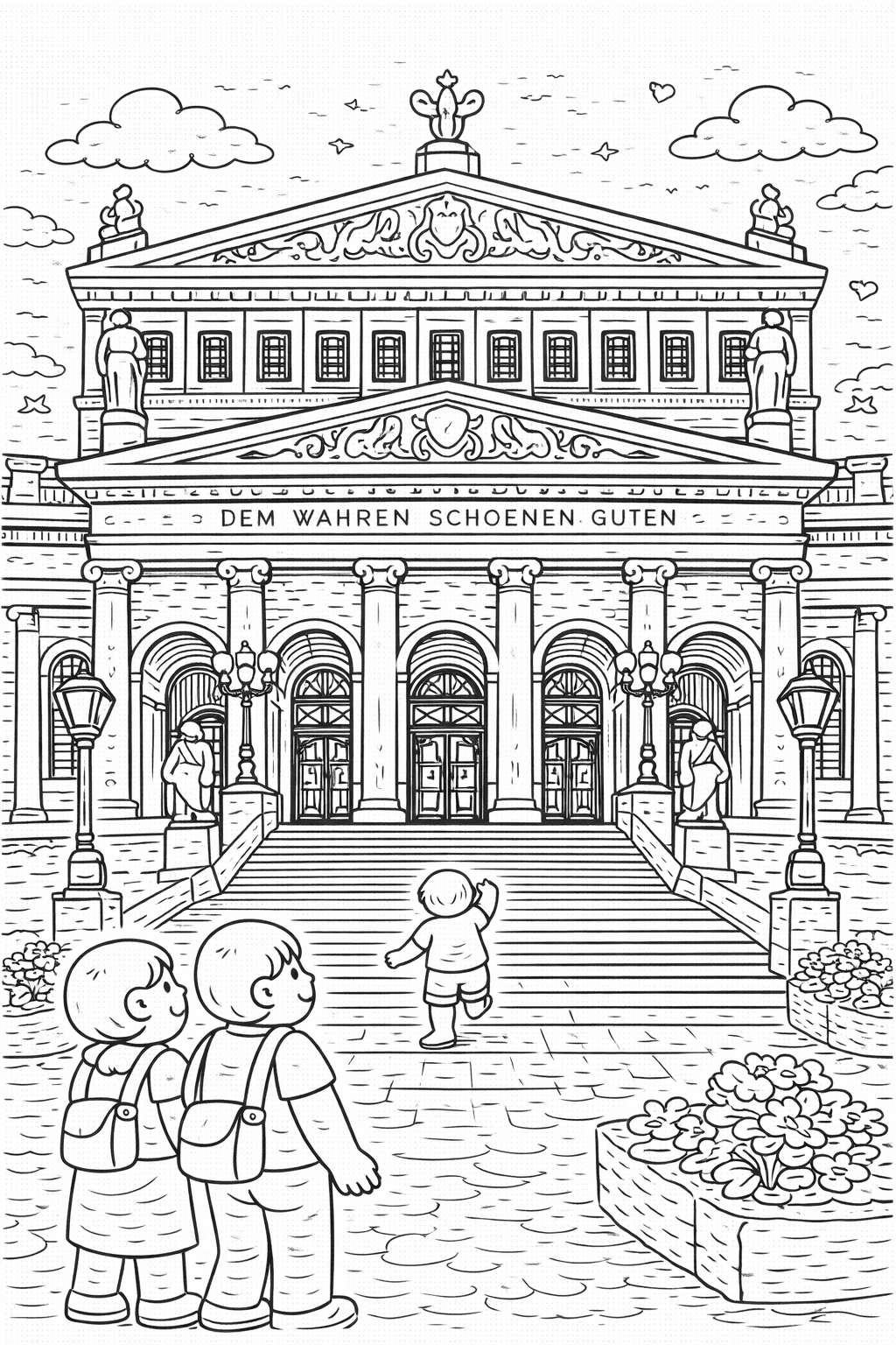 Deutschland: Eingang der Alten Oper Frankfurt - Ausmalbild