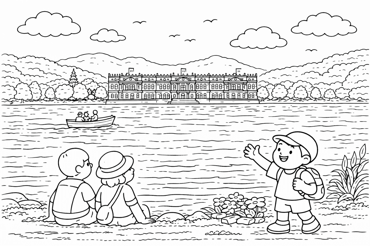 Deutschland: Schloss Herrenchiemsee am Chiemsee - Ausmalbild