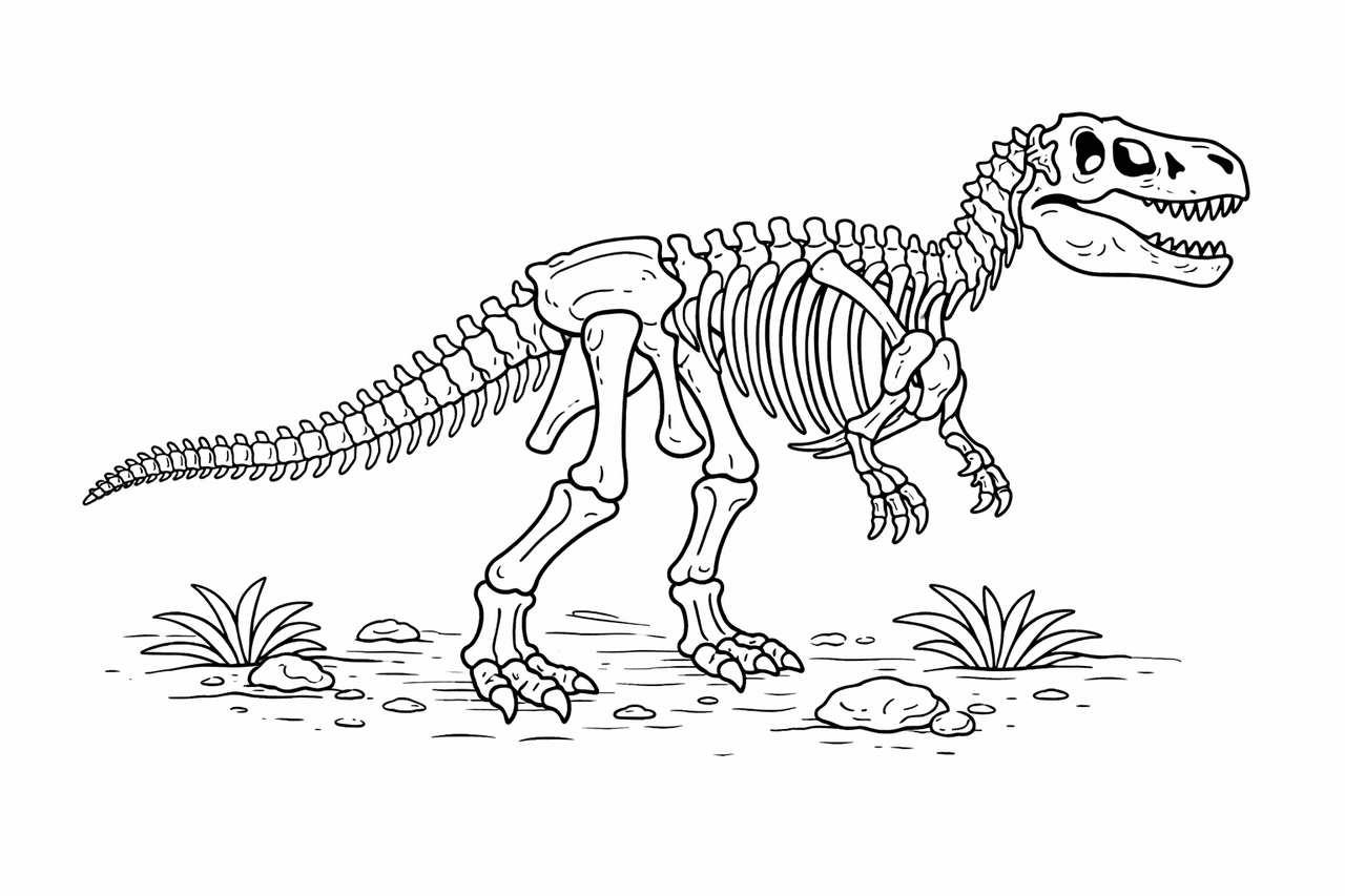 Dinosaurier-Skelett - Ausmalbild