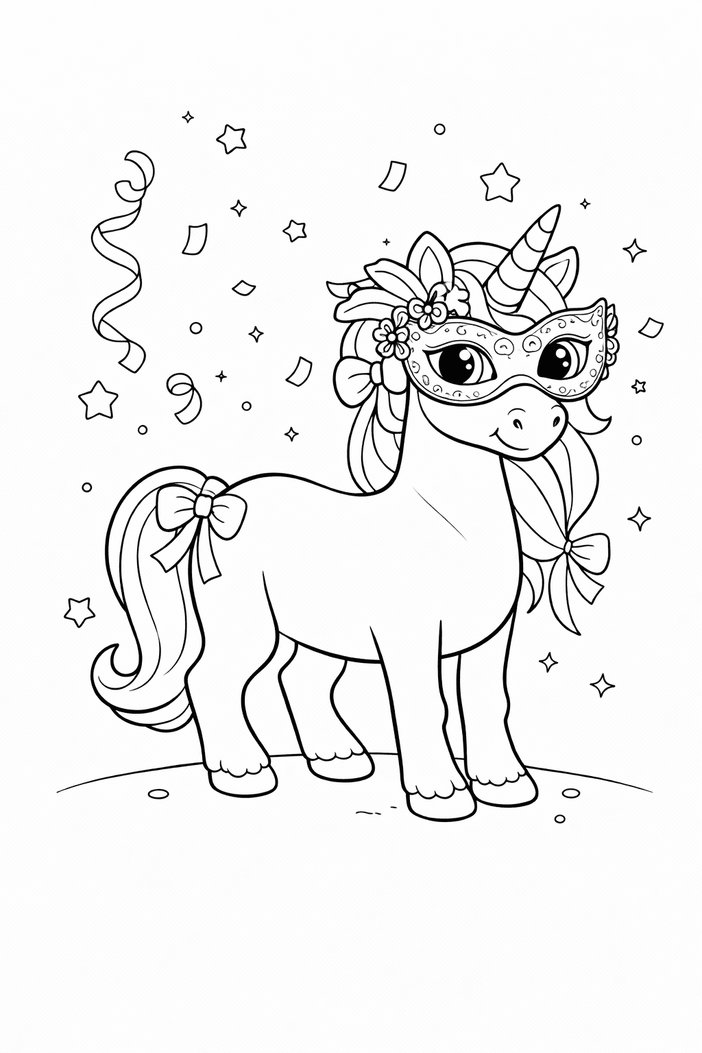 Einhorn Mit Maskerade Und Ribbons