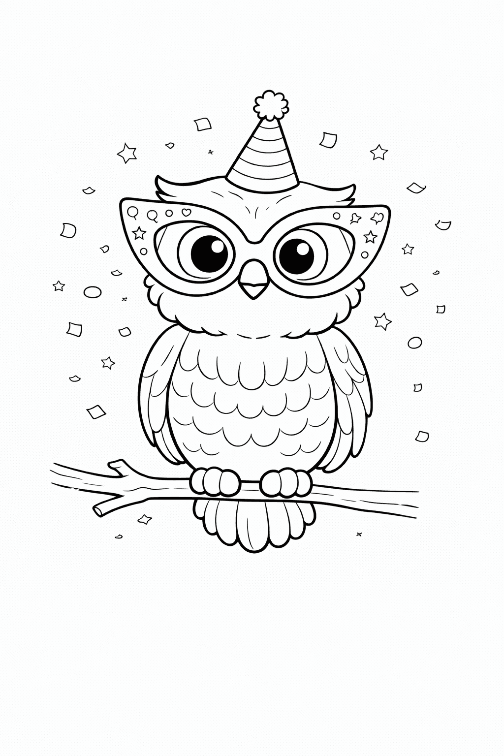 Eule Mit Partyhut Und Brille