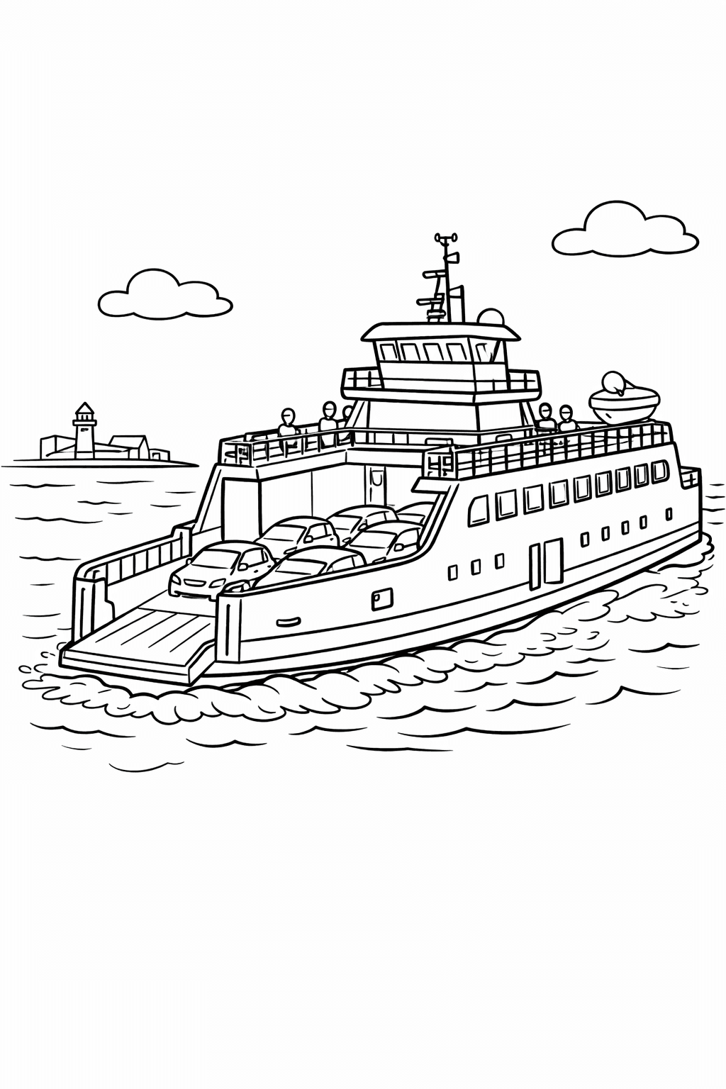 Fähre - Ausmalbild