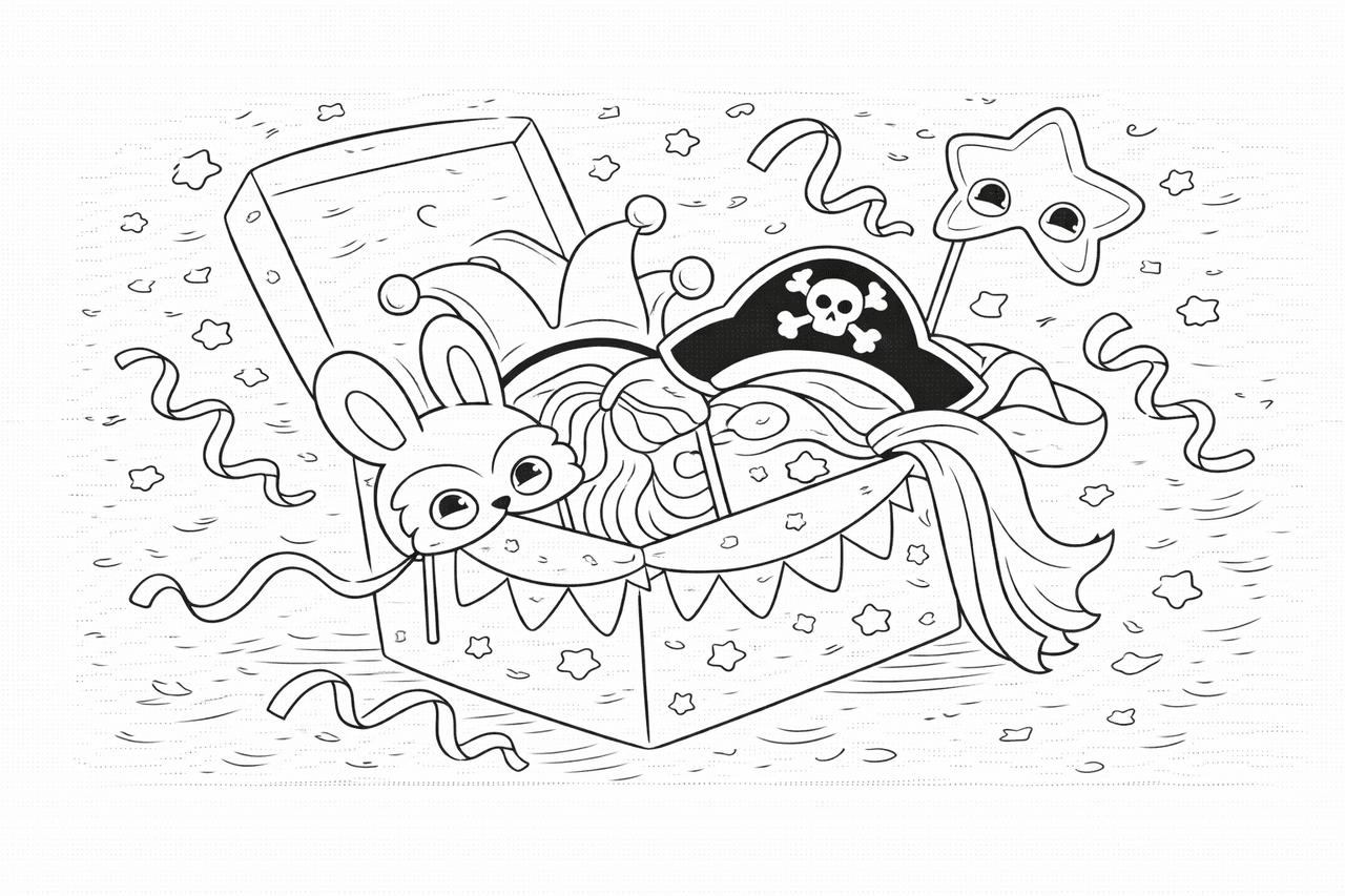 Fasnachtskostüme aus dem Zauberkasten - Ausmalbild