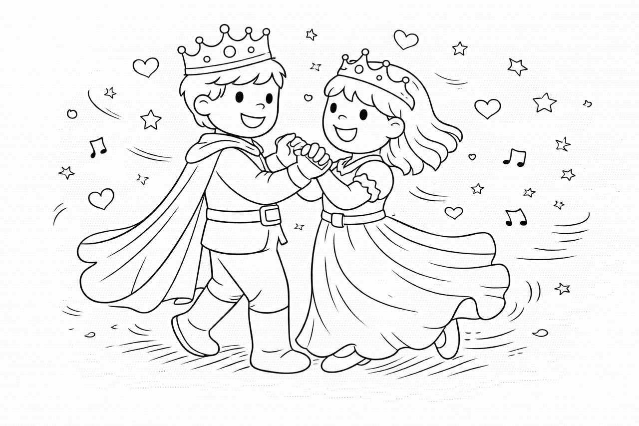 Tanz der königlichen Liebenden - Ausmalbild