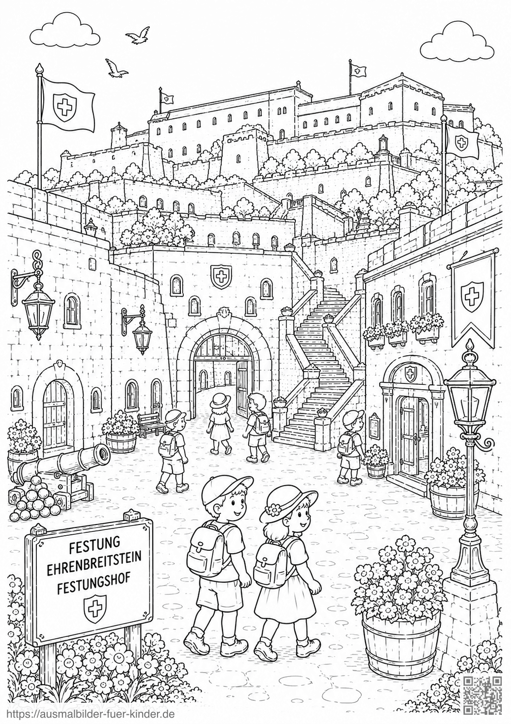Festung Ehrenbreitstein Festungshof Ausmalbild