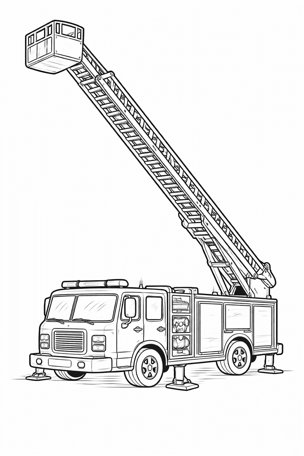 Feuerwehrleiter - Ausmalbild