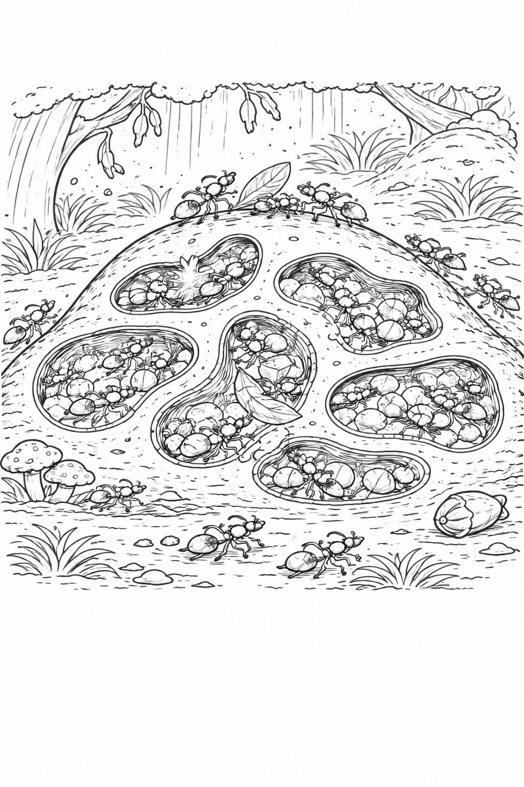 Ameisenhügel - Ausmalbild