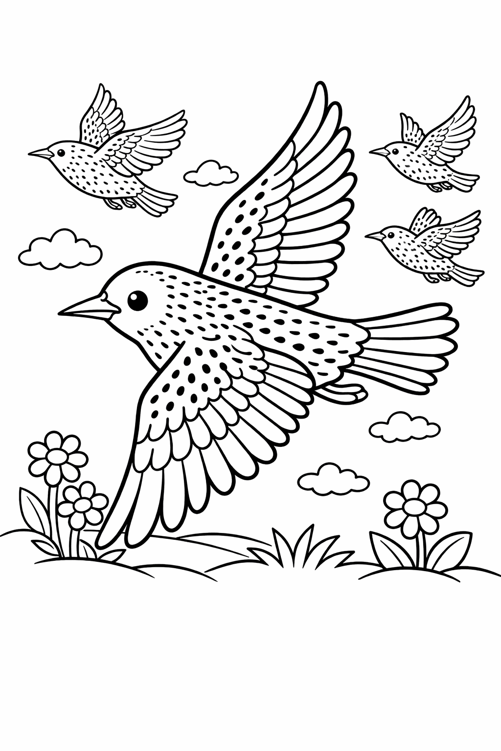 Fliegende Stare - Ausmalbild