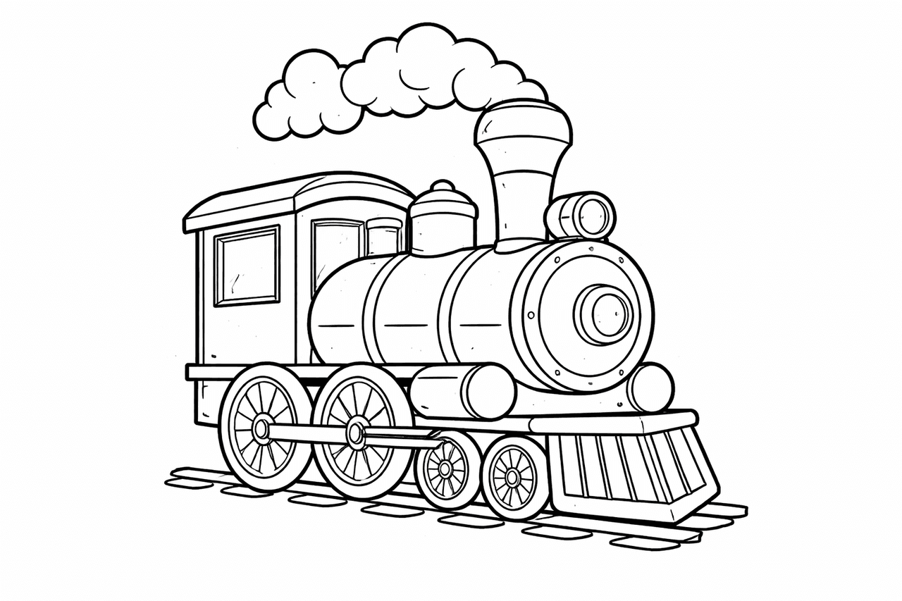 Fröhliche Lokomotive - Ausmalbild