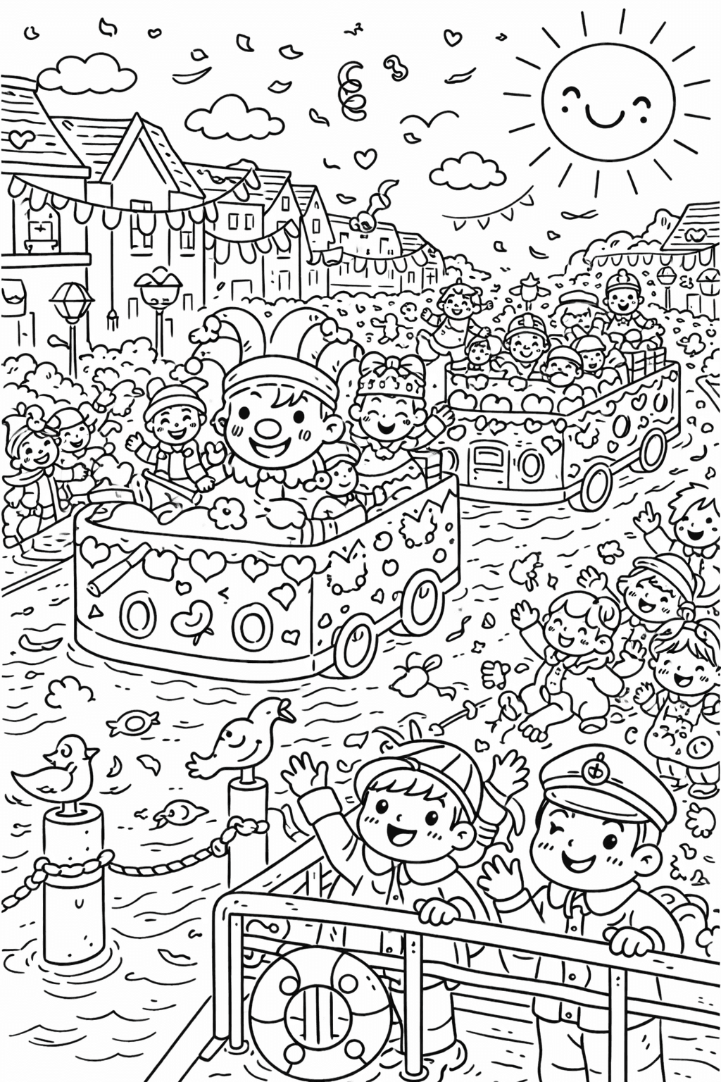 Karnevalszug in Köln - Ausmalbild