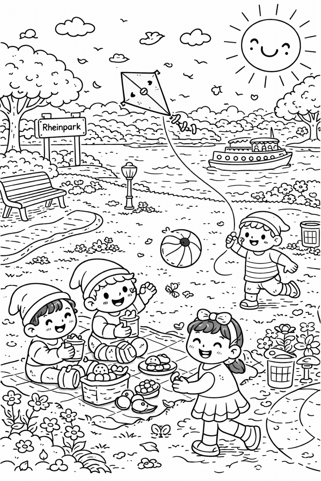 Rheinpark Köln - Ausmalbild