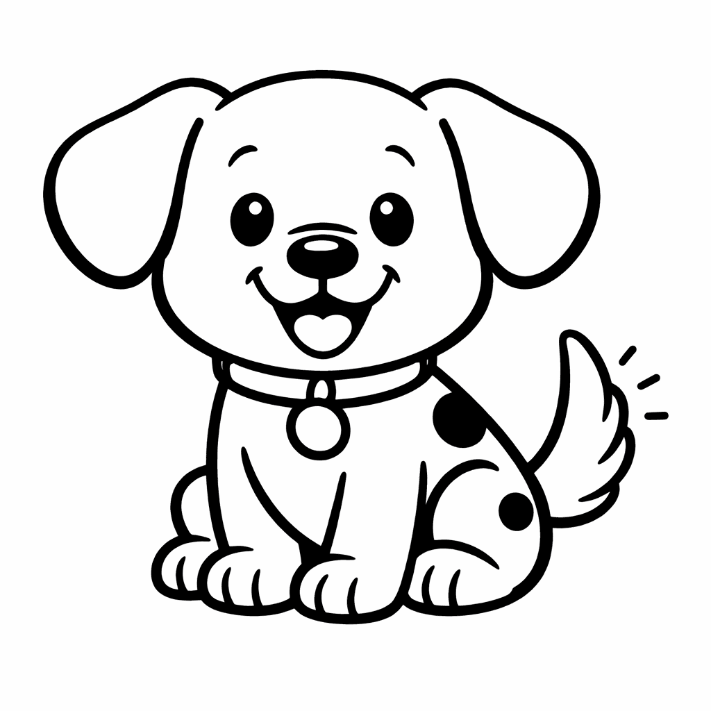 Fröhlicher Welpenfreund - Ausmalbild