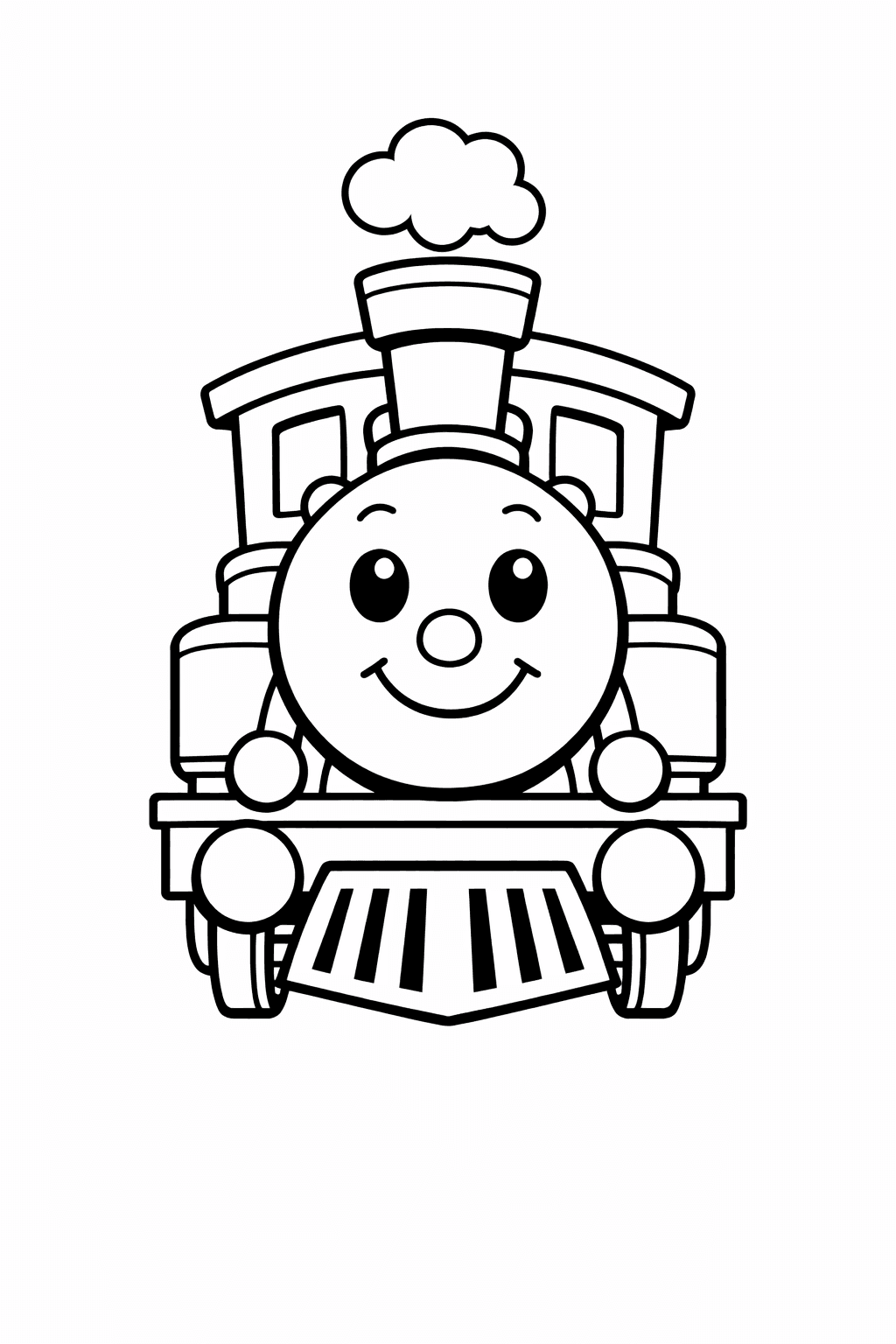 Freundliche Lokomotive Minimalstil - Ausmalbild