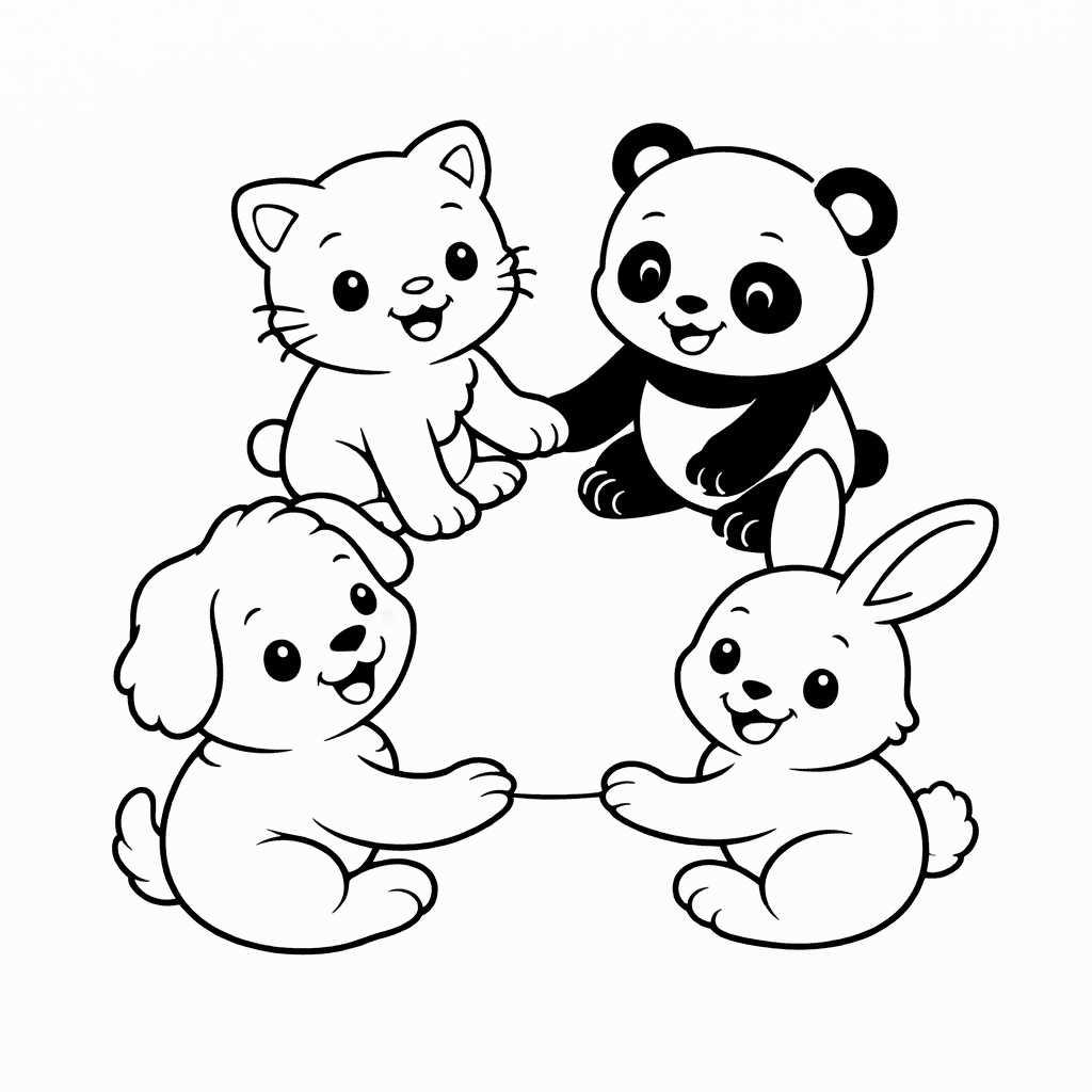 Freundliche Tiere Im Kreis