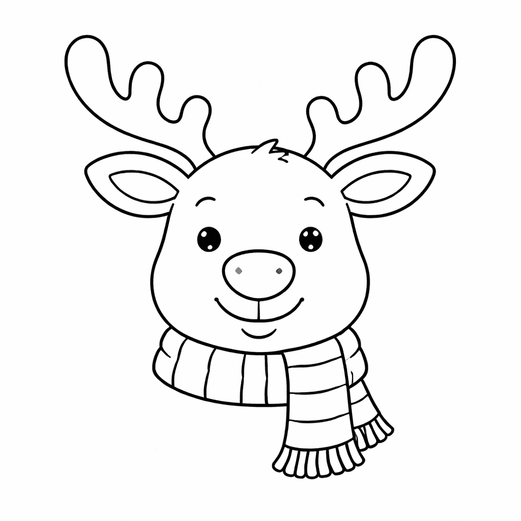 Freundlicher Rentierkopf In Nahaufnahme - Ausmalbild