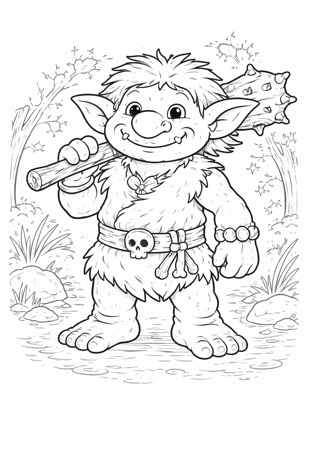 Troll im Wald - Ausmalbild