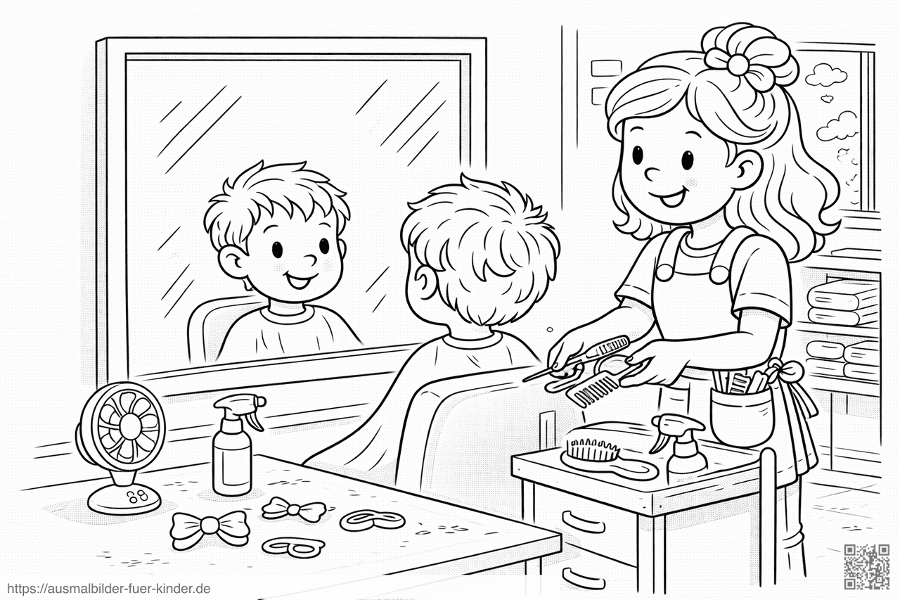 Friseurtermin im Salon - Ausmalbild