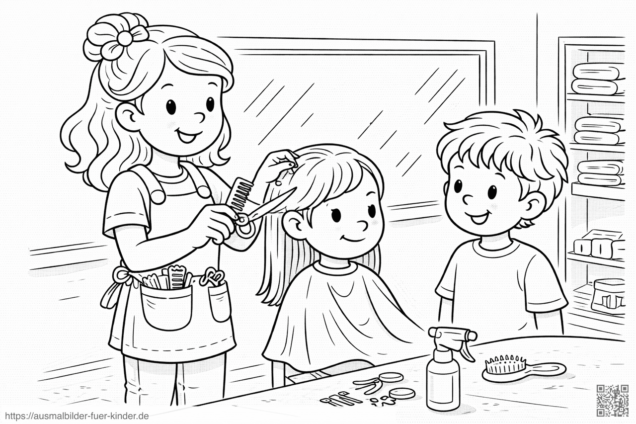 Haarschneidepraxis im Schulraum - Ausmalbild