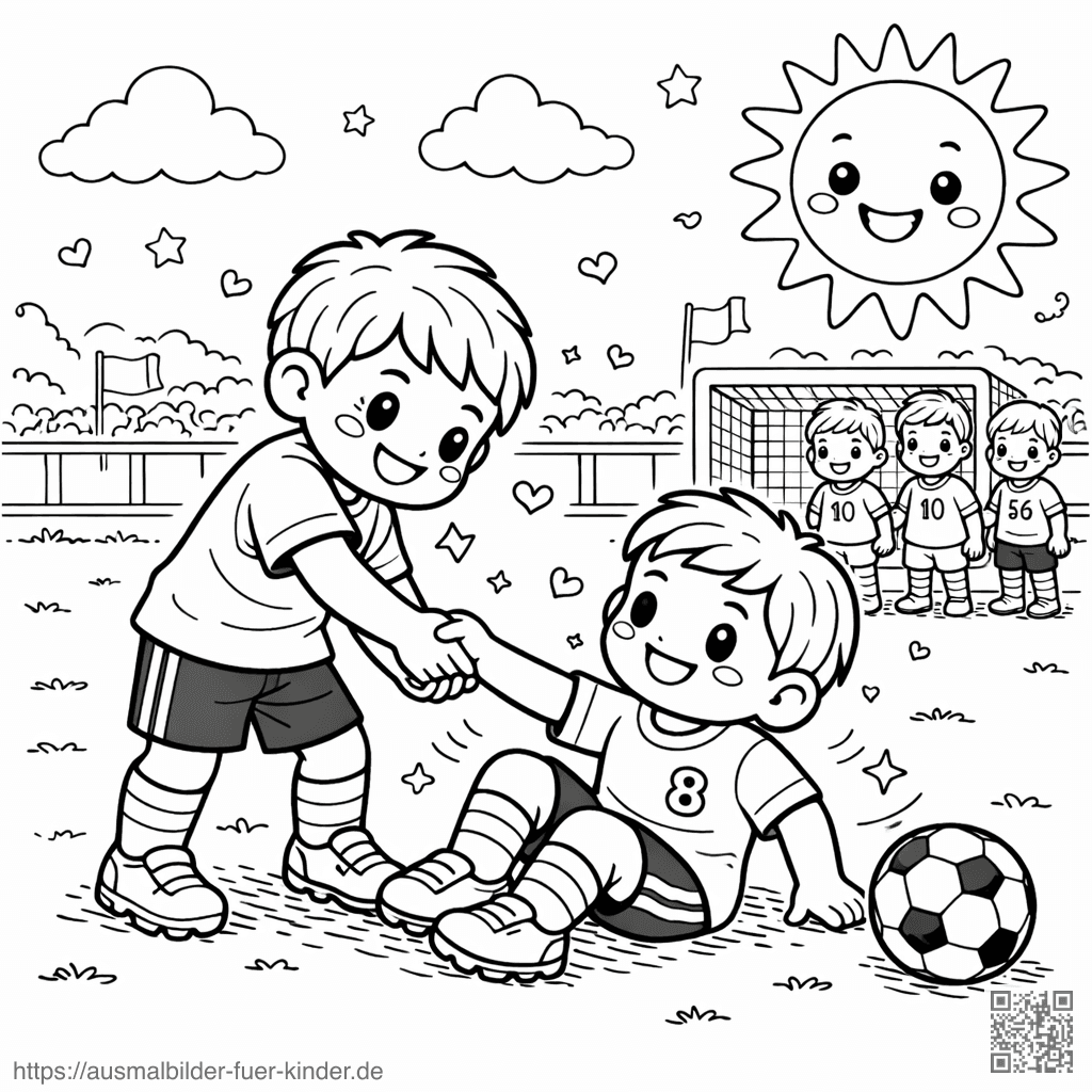 Freundschaft auf dem Fußballplatz - Ausmalbild