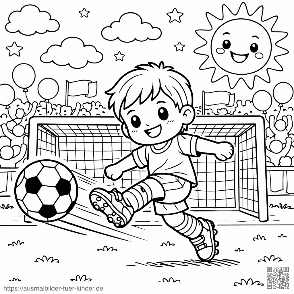 Junger Fußballspieler im Stadion - Ausmalbild