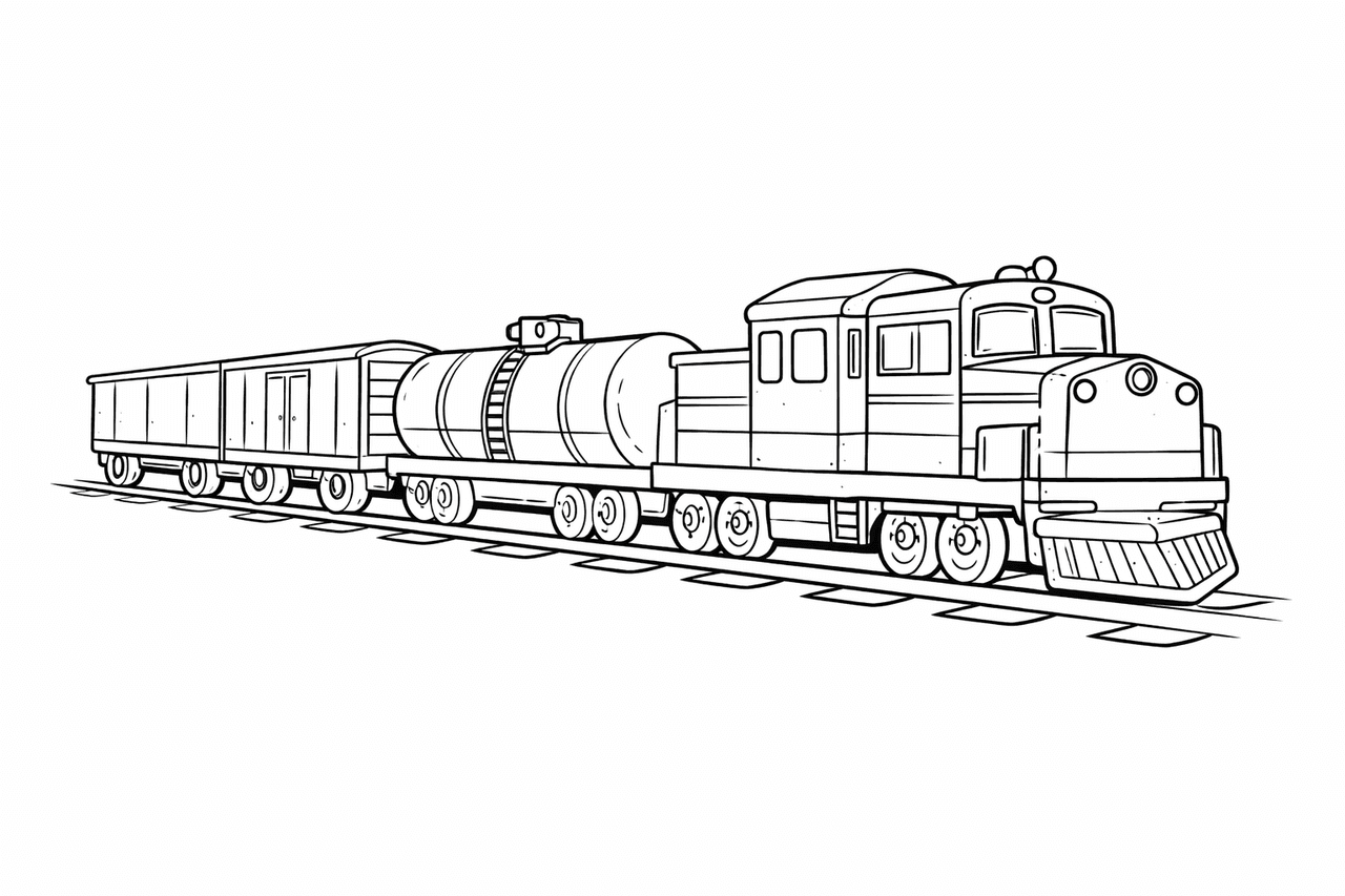 Güterzug - Ausmalbild
