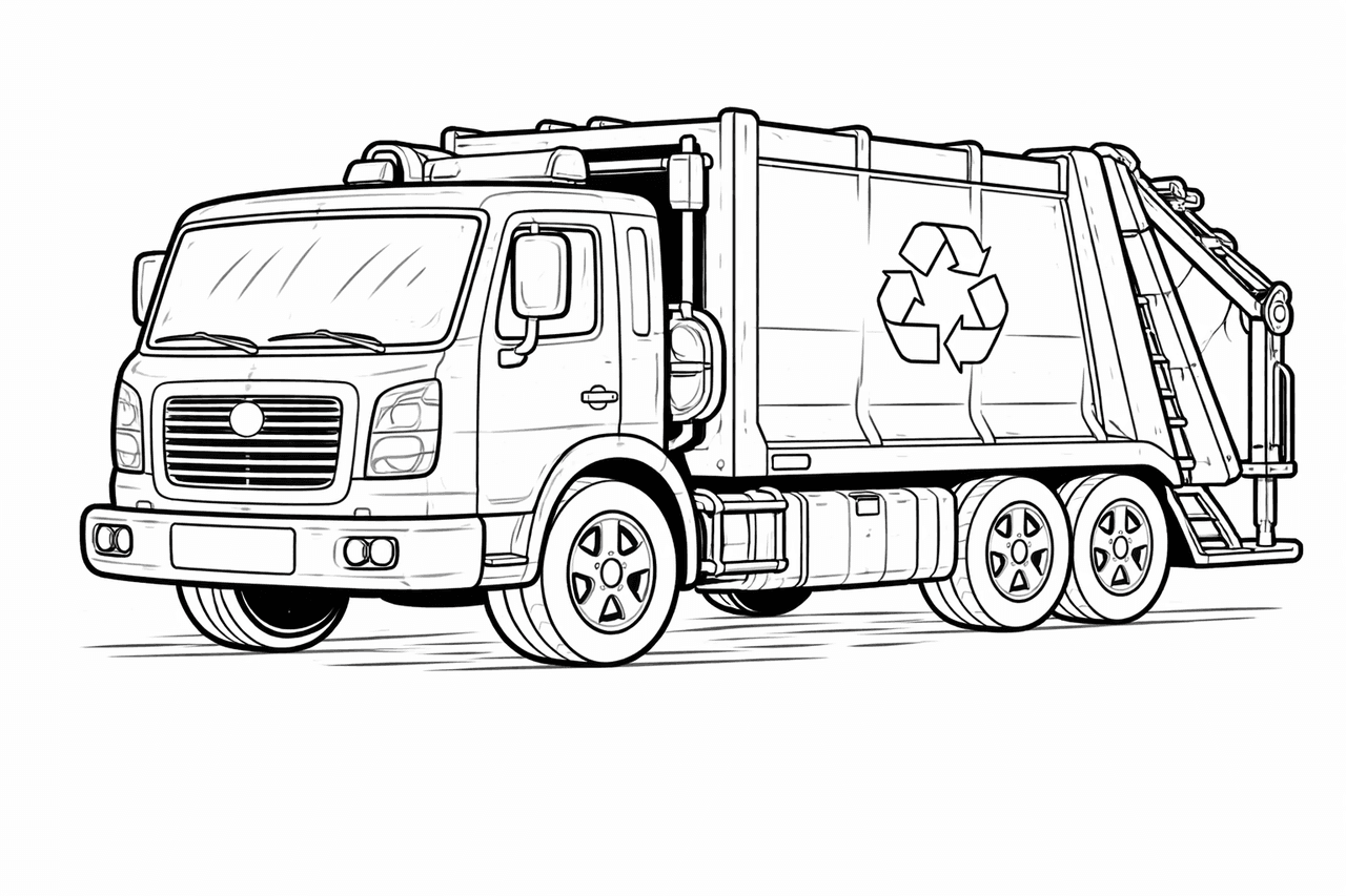 Müllwagen - Ausmalbild
