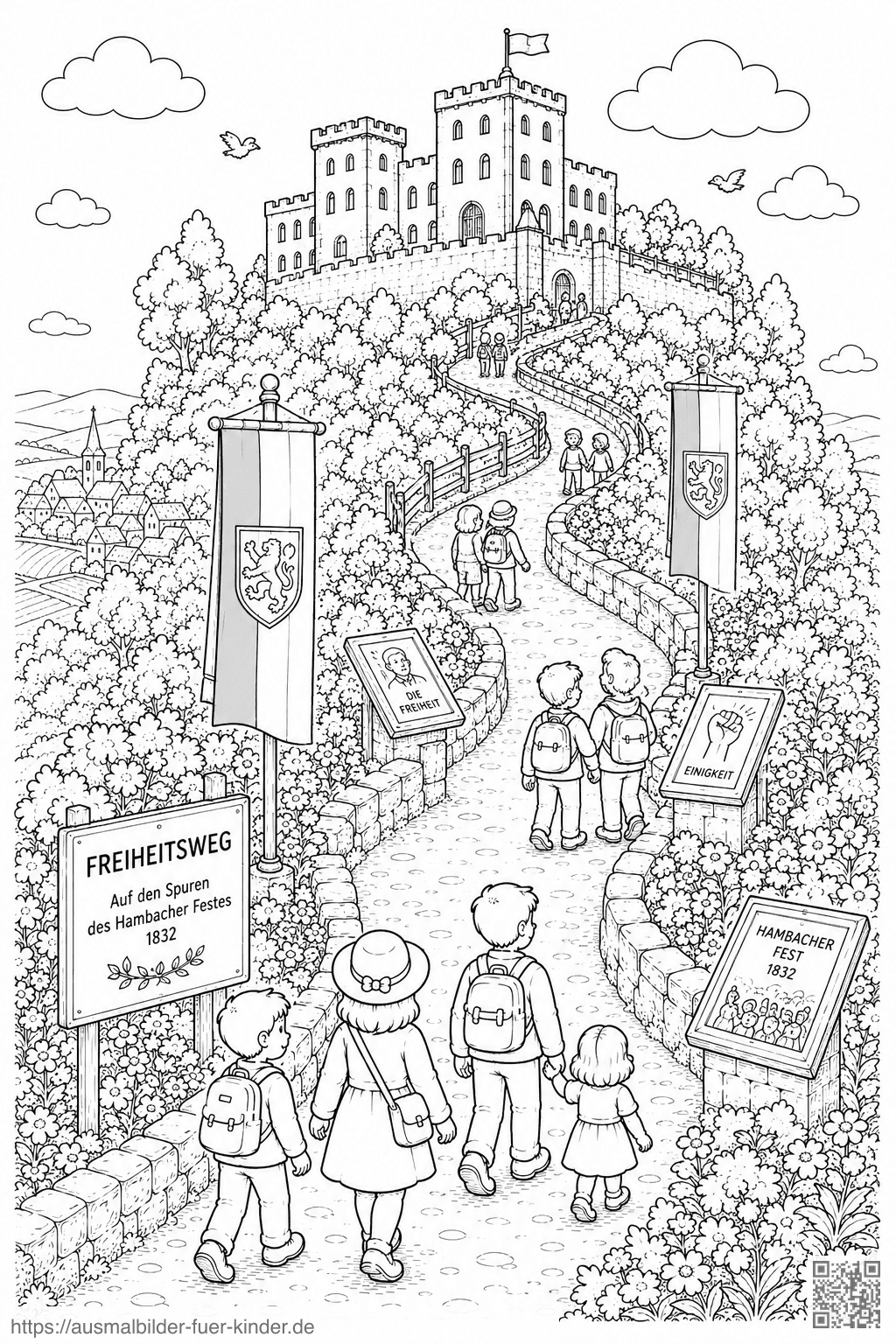 Hambacher Schloss Freiheitsweg Ausmalbild