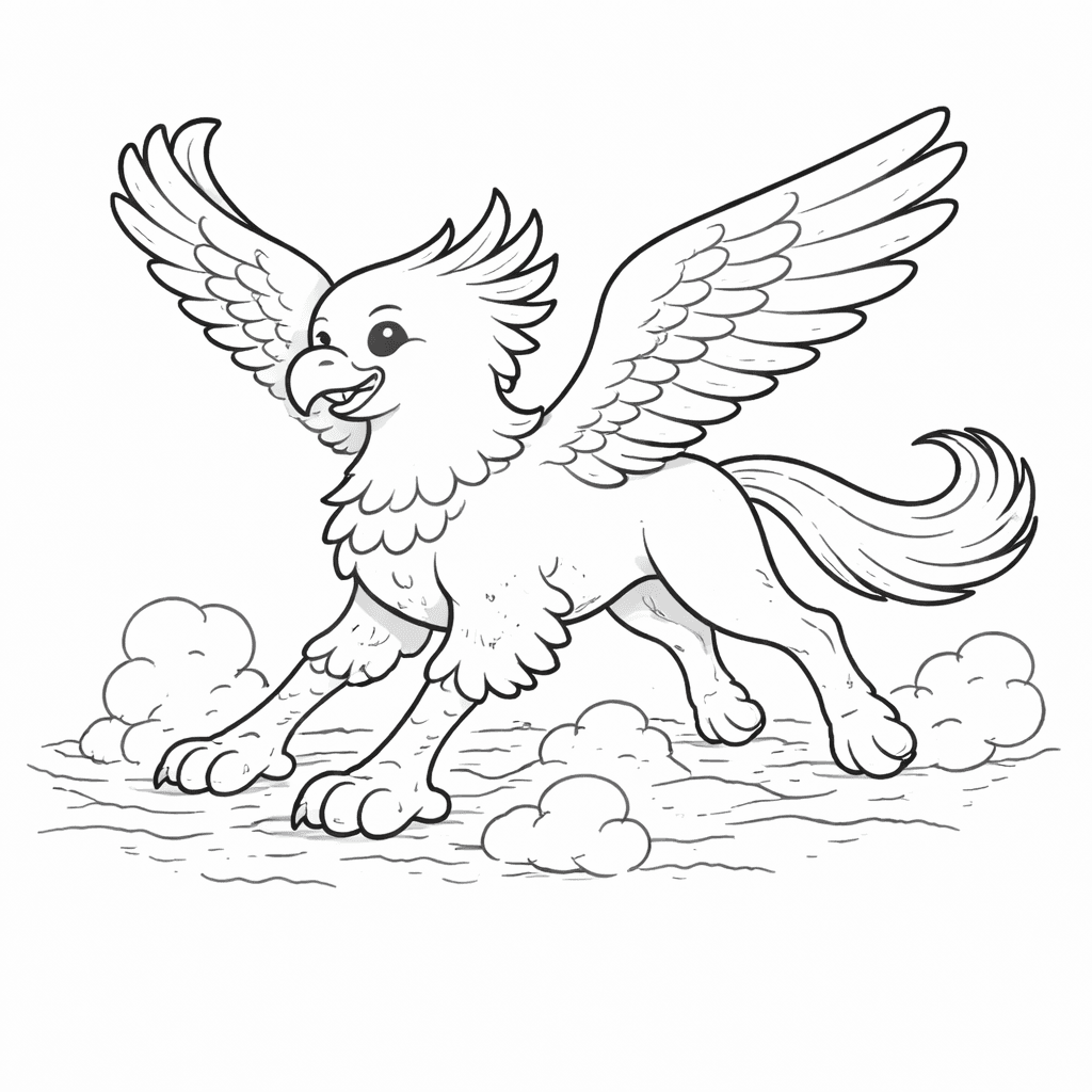 Hippogreif Landet Mit Anmut - Ausmalbild