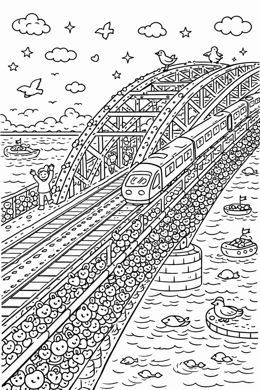 Hohenzollernbrücke Liebesschlösser - Ausmalbild