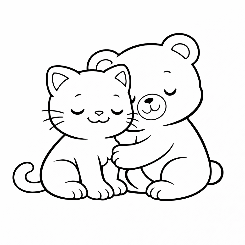 KäTzchen Und BäRchen Kuscheln Zusammen