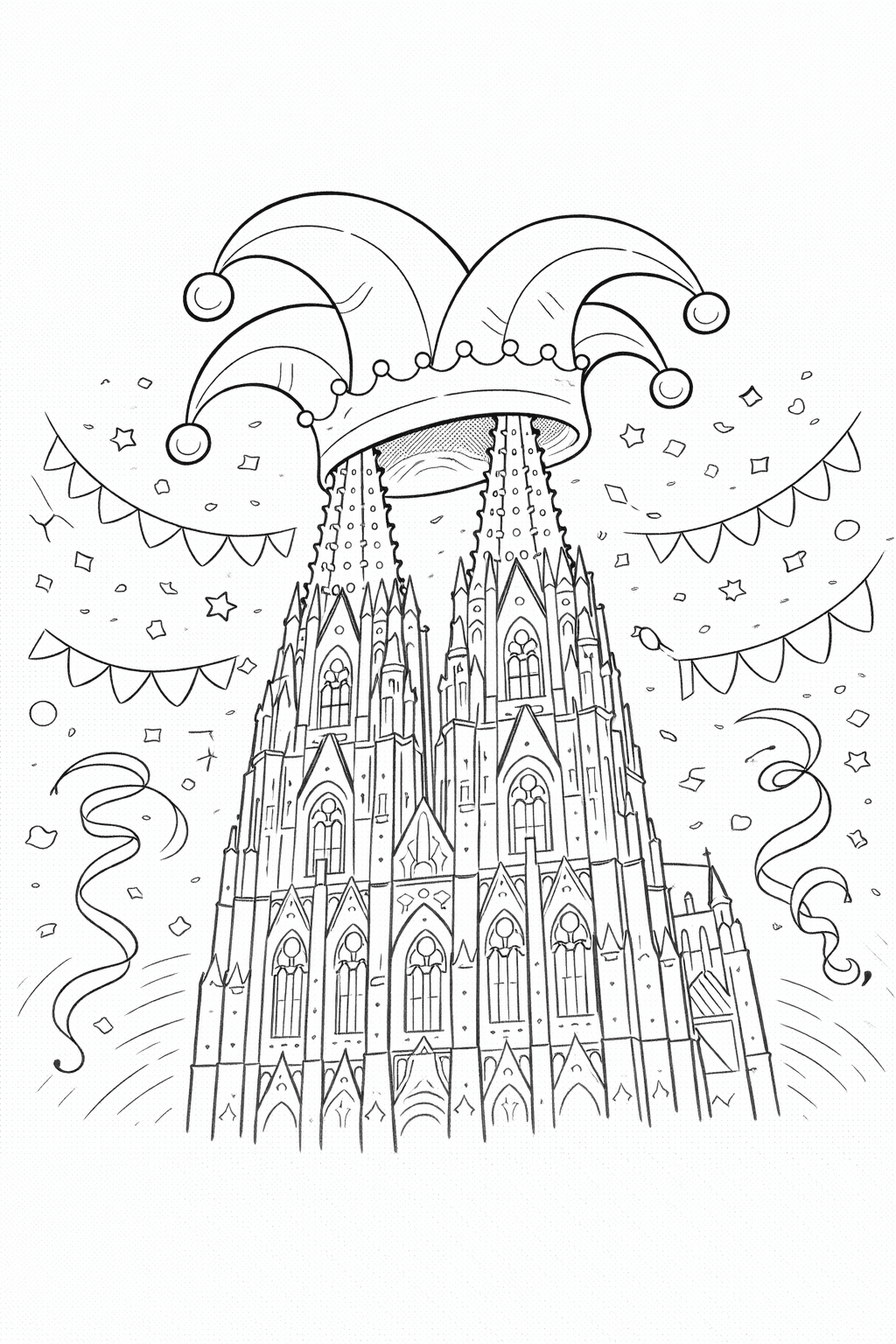 Kölner Dom Mit Narrenkappe