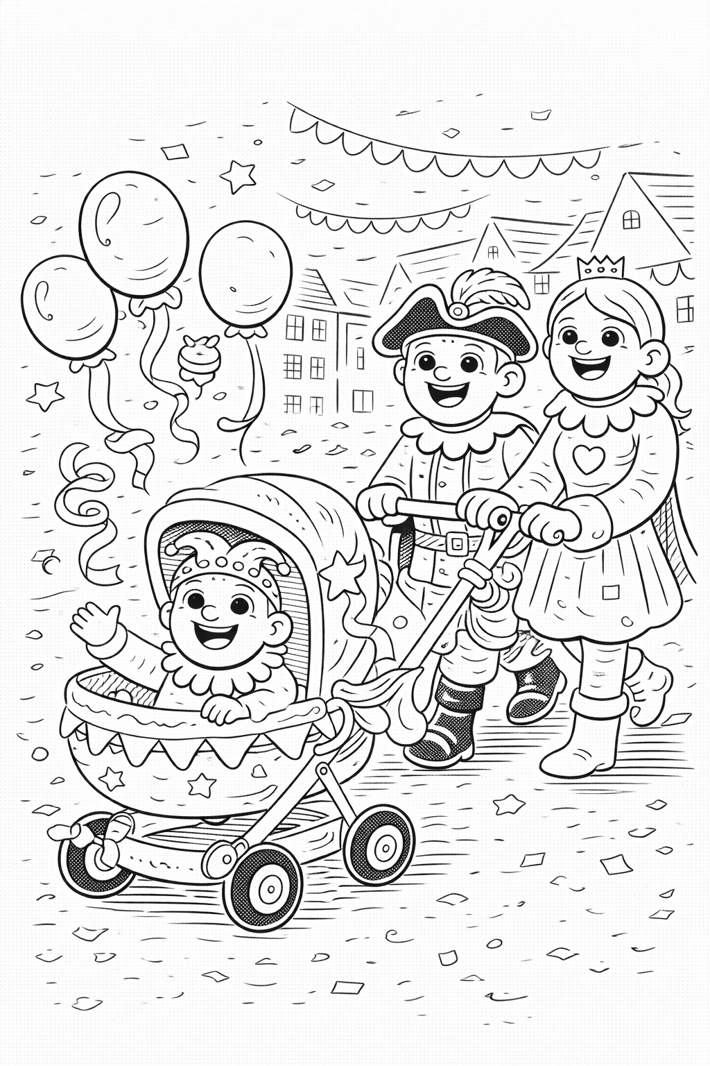 Kölner Karneval Mit Fröhlicher Familie