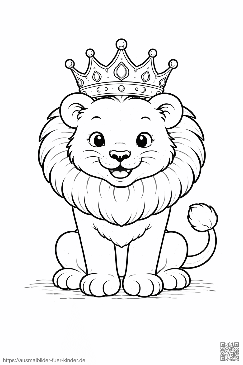 Königlicher Löwe mit Krone - Ausmalbild