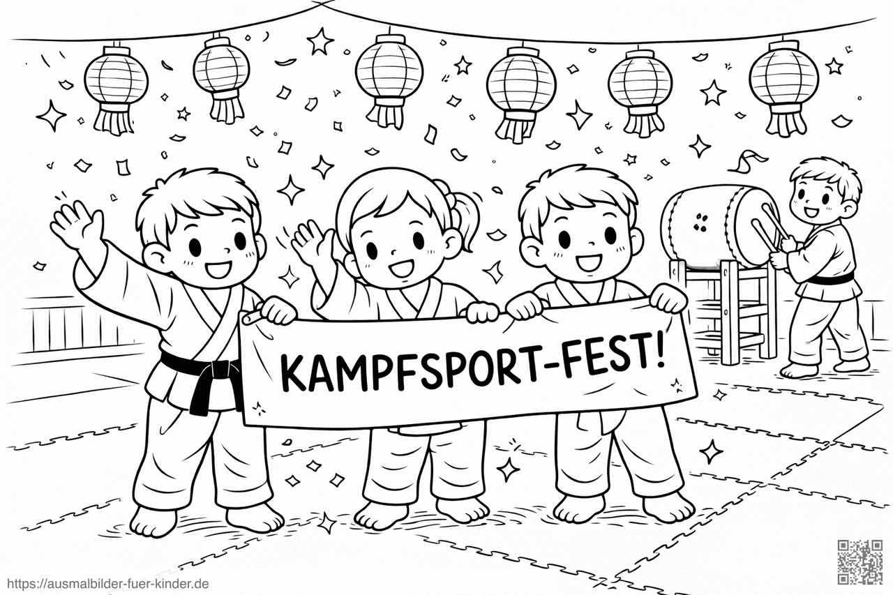 Kampfsportfest im Dojo - Ausmalbild