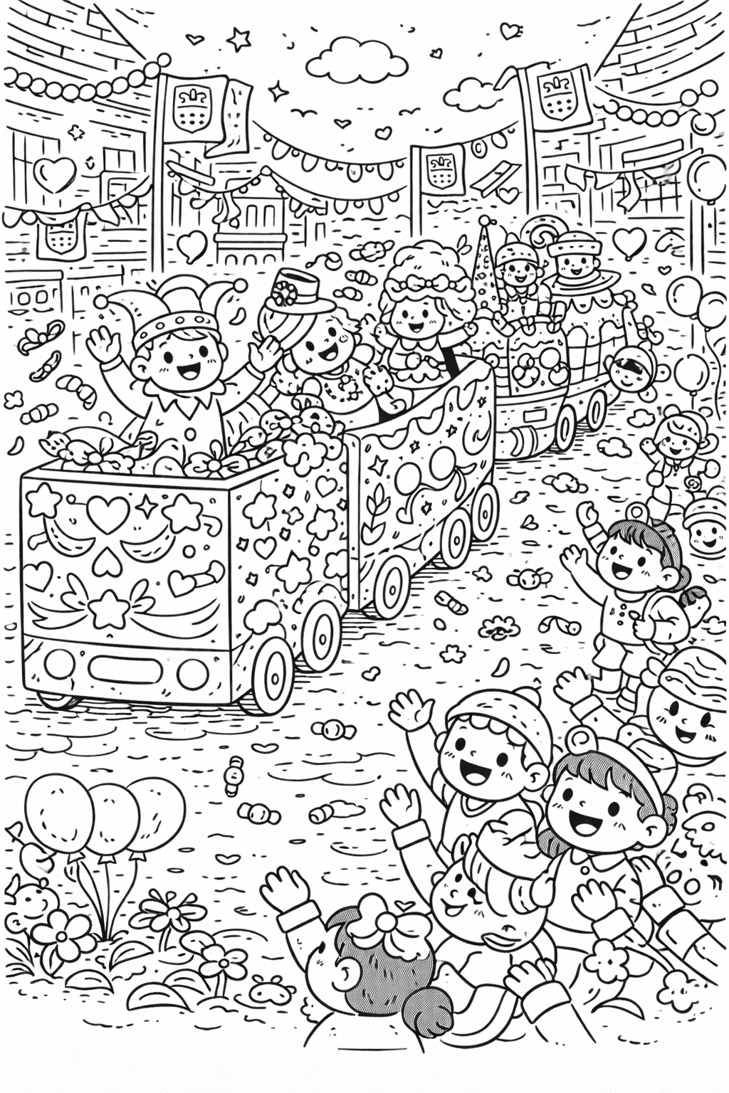 Karnevalsumzug Rheinmetropole - Ausmalbild