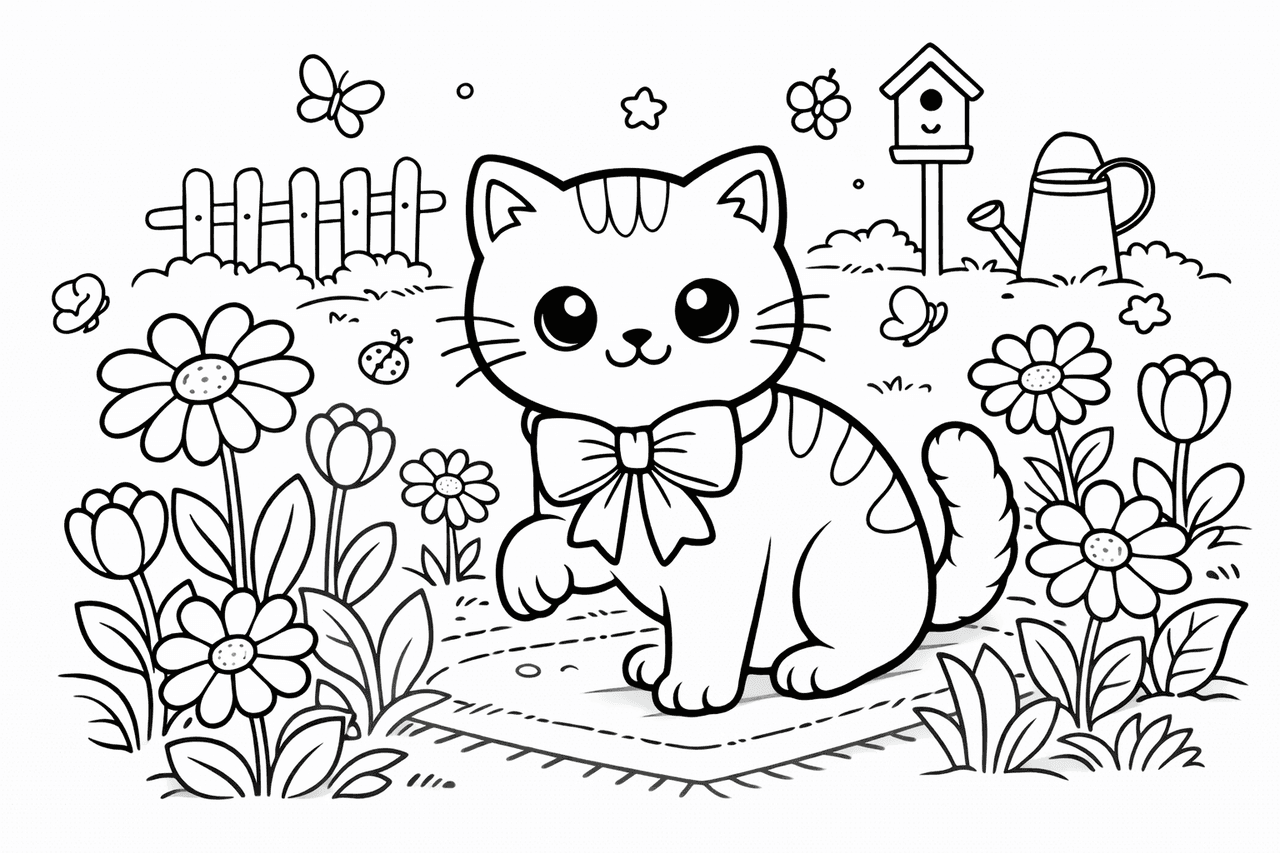 Katzen_kätzchen Im Bunten Garten