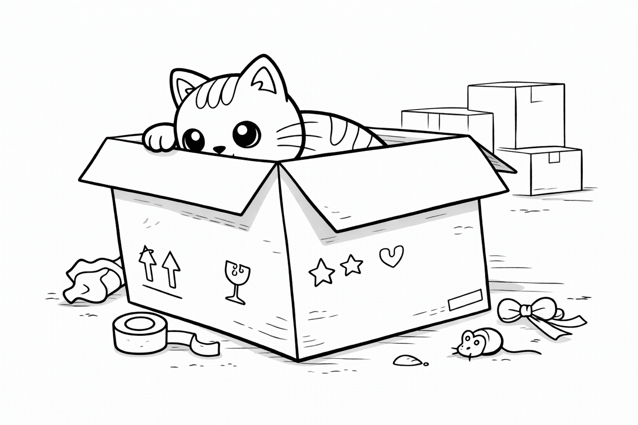 Katzen_kätzchen Versteckt Sich Im Karton