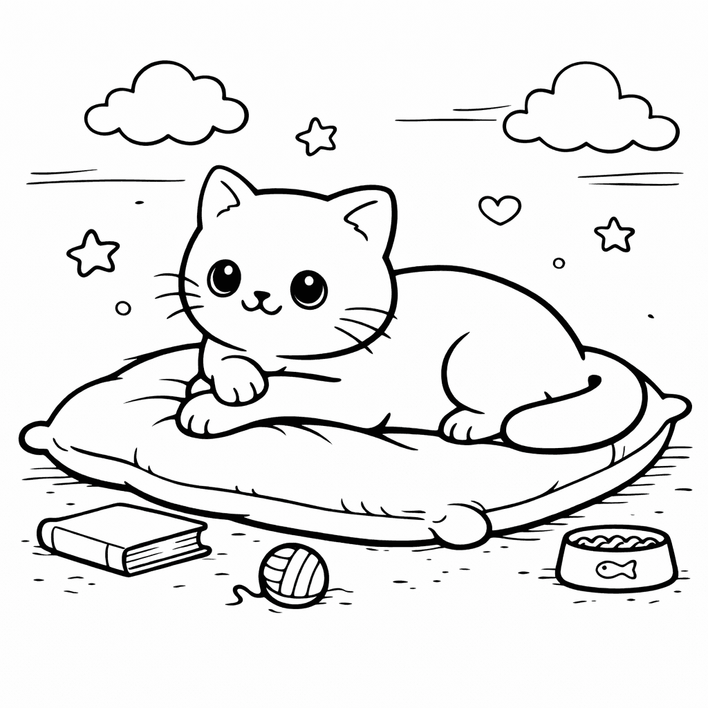 Katzen_kuschliger Kater Auf Einem Kissen