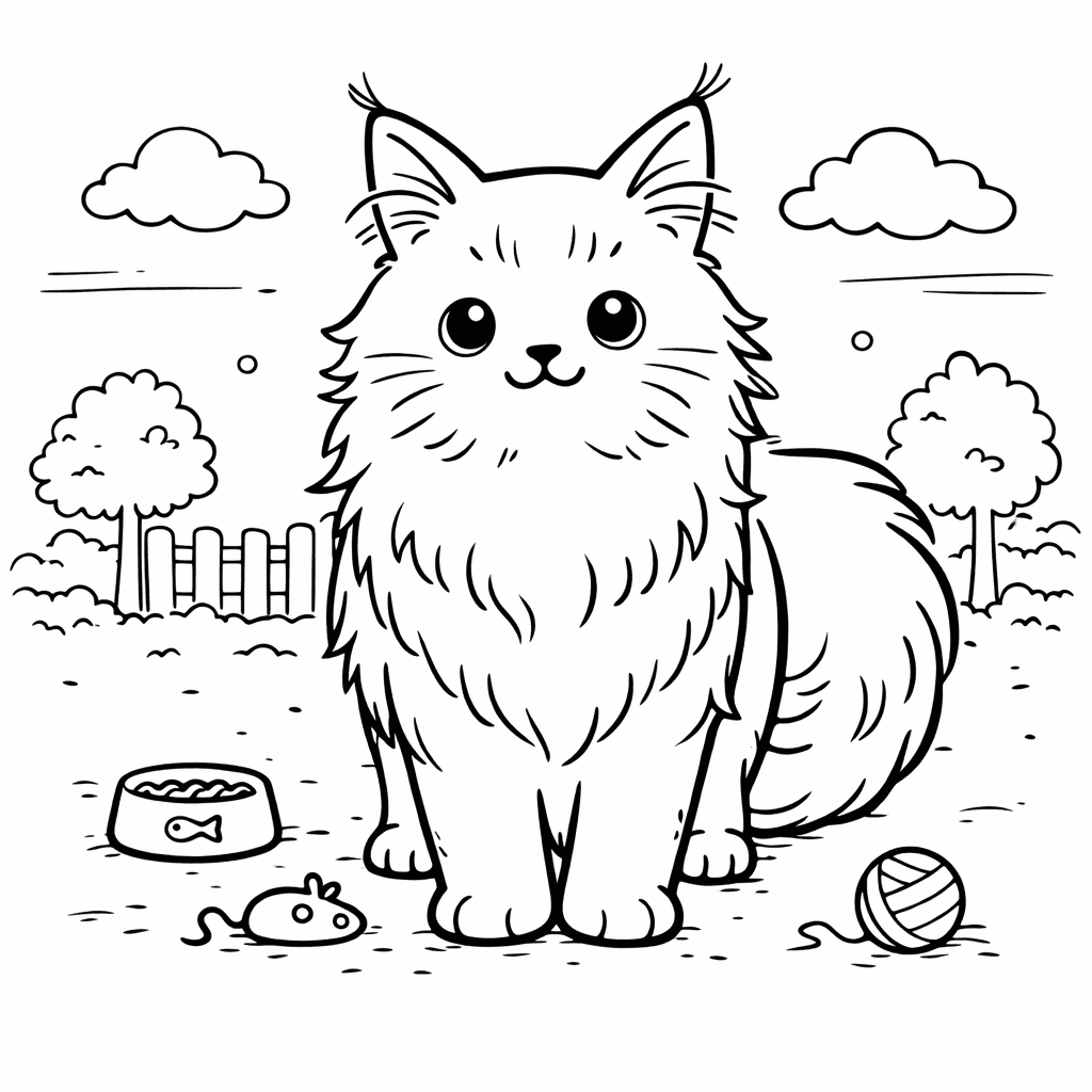 Katzen_maine Coon In Einem Cartoonhaften Stil