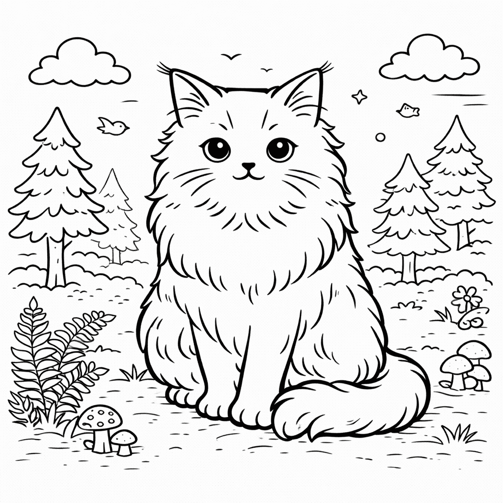 Katzen_norwegische Waldkatze Im Wald